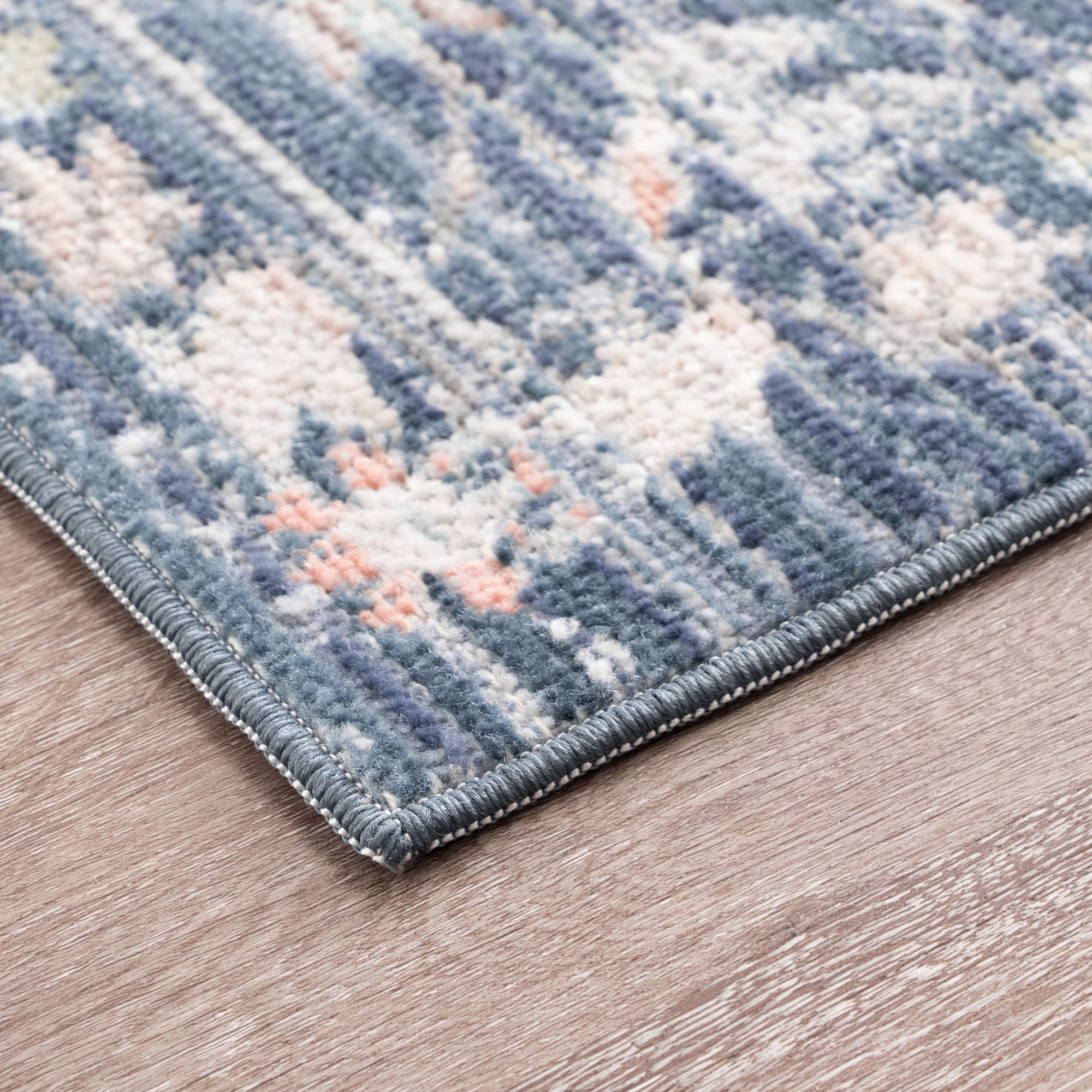 Crestwood Traditional Oriental 2x3 Navy and Aqua Polyester Indoor Area Rug, 2' x 3'
