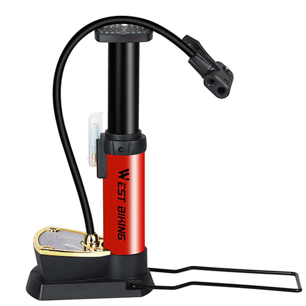 On Bike Metal Bicycle Pump With Integrated Pressure Gauge – Inflation Pump With Foot For Stable Pumping