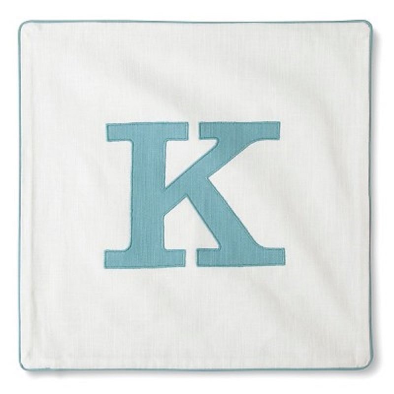 Threshold Square Pillow BLUE Monogrammed Pillow Cover "K"