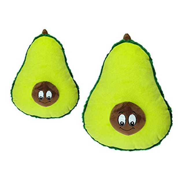 MPP Avocado Dog Toys Plush Stuffed Smiling Food Squeaker Choose Size 7" or 14" (Large - 14")
