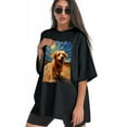 thumbnail image 3 of Plus Size Shirt for Women Black Tops for Women Short Sleeves Shirt for Women Dogs In The Night T Shirt Crewneck Shirt for Women XL, 3 of 5