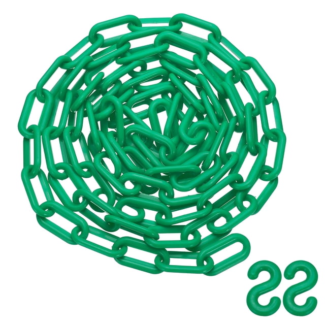 Uxcell 10 Feet Plastic Chain Link Safety Barrier Chain 1x2" Buckle Dark Green