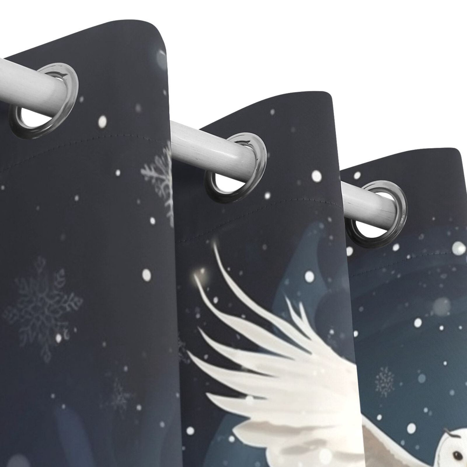 Owl Snowy Night Houses Black Out Curtains 72 Inch Length Curtains for Sliding Glass Doors Bedroom Living Room 2 Pack