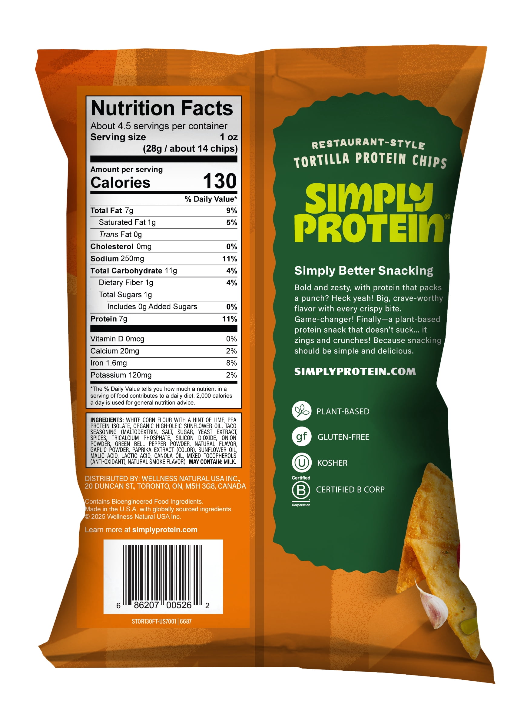 (3 pack) SimplyProtein® Restaurant Style Tortilla Chips Fiesta Taco, 7g Protein, Gluten Free, 1 Pack, 4.58 oz