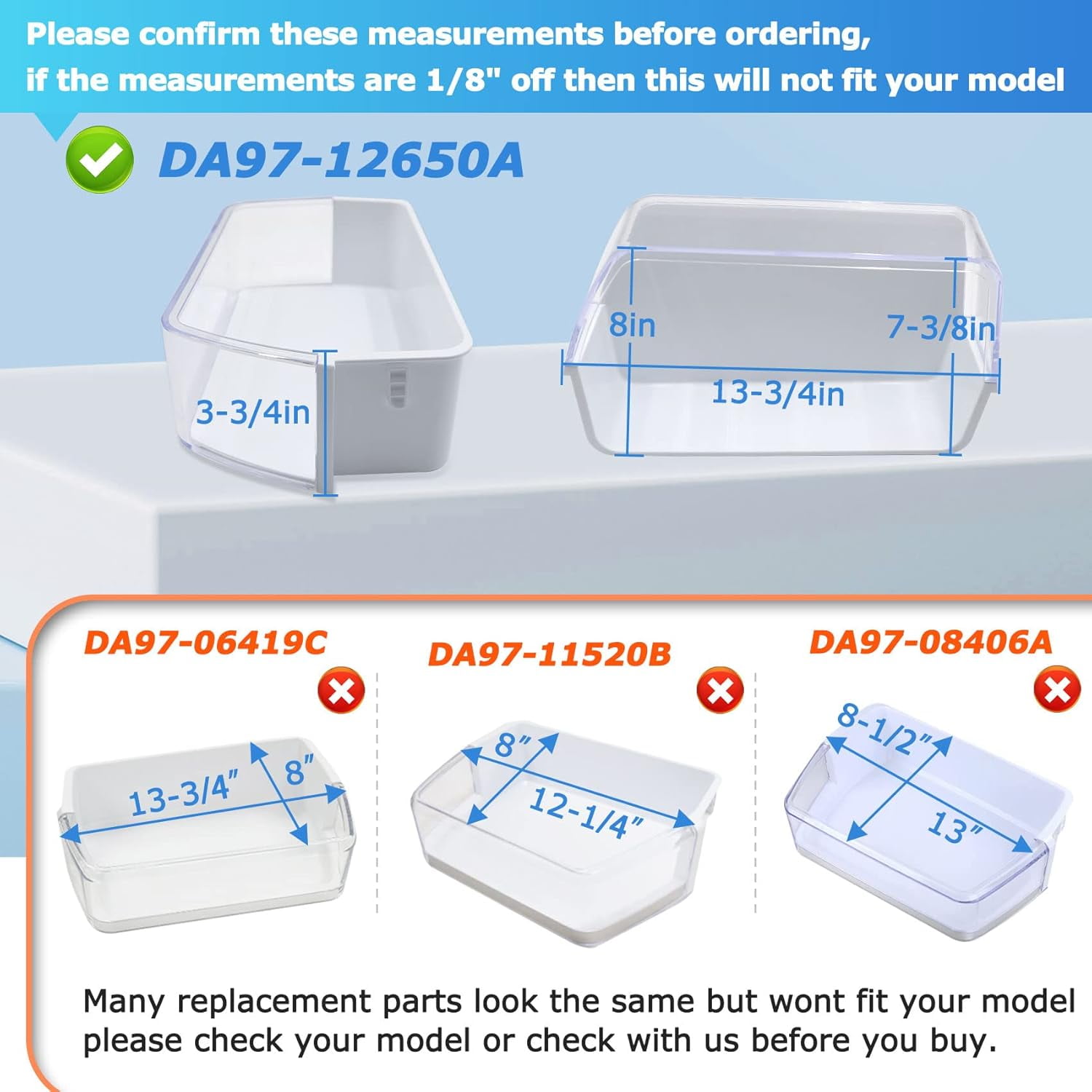 Upgraded DA97-12650A, DA63-06963A, DA63-07104A Door Shelf Basket Bin (Right Side) for Samsung RF26HFPNBSR, RF260BEAESR, RF261BEAESR, RF263BEAESR Refrigerator, Replaces AP5620330, 2692337