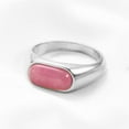 thumbnail image 2 of HIJONES Women's Stainless Steel Cute Pink Bean Dome Gemstone Wedding Rings 8MM Gold Plated Glossy Pinky Jewellery Silver Size 10, 2 of 6