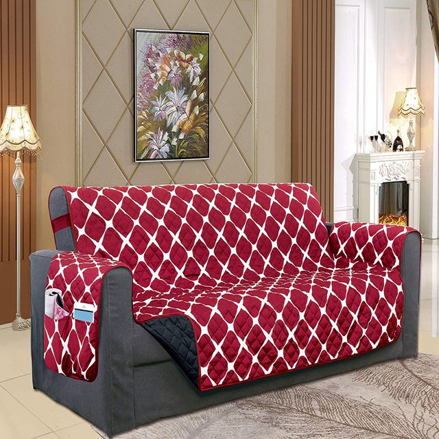 CHOK 2024 Housse Réversible en Microfibre Matelassée pour Animaux Protecteur de Meubles Chaise Marron/crème