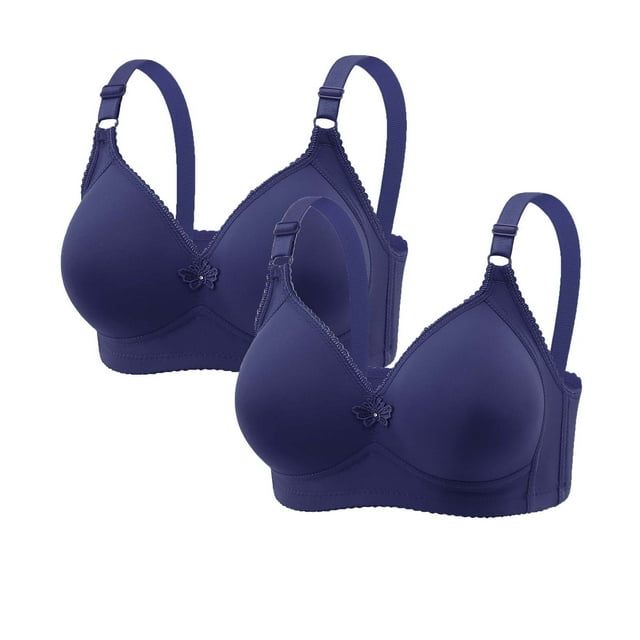 Sujetador de nailon para mujer, 2 piezas, color liso, sin costuras, con realce, suave y soporte para uso diario.
