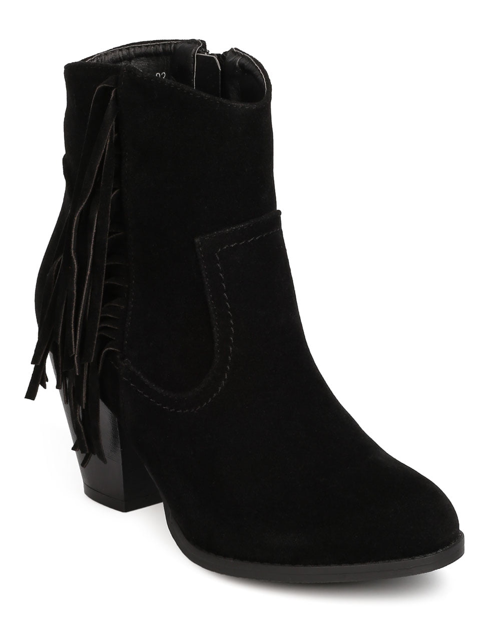 Details about   New Women Refresh Dion-02 Faux Suede Falling Fringe Chunky Heel Riding Bootie