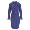 thumbnail image 4 of Meichang Blazer Dress for Women Long Sleeve Notch Lapel Bodycon Knee Length Dresses Work Professional Formal Dress Solid Buttons Wrap Blazer Dresses, 4 of 8