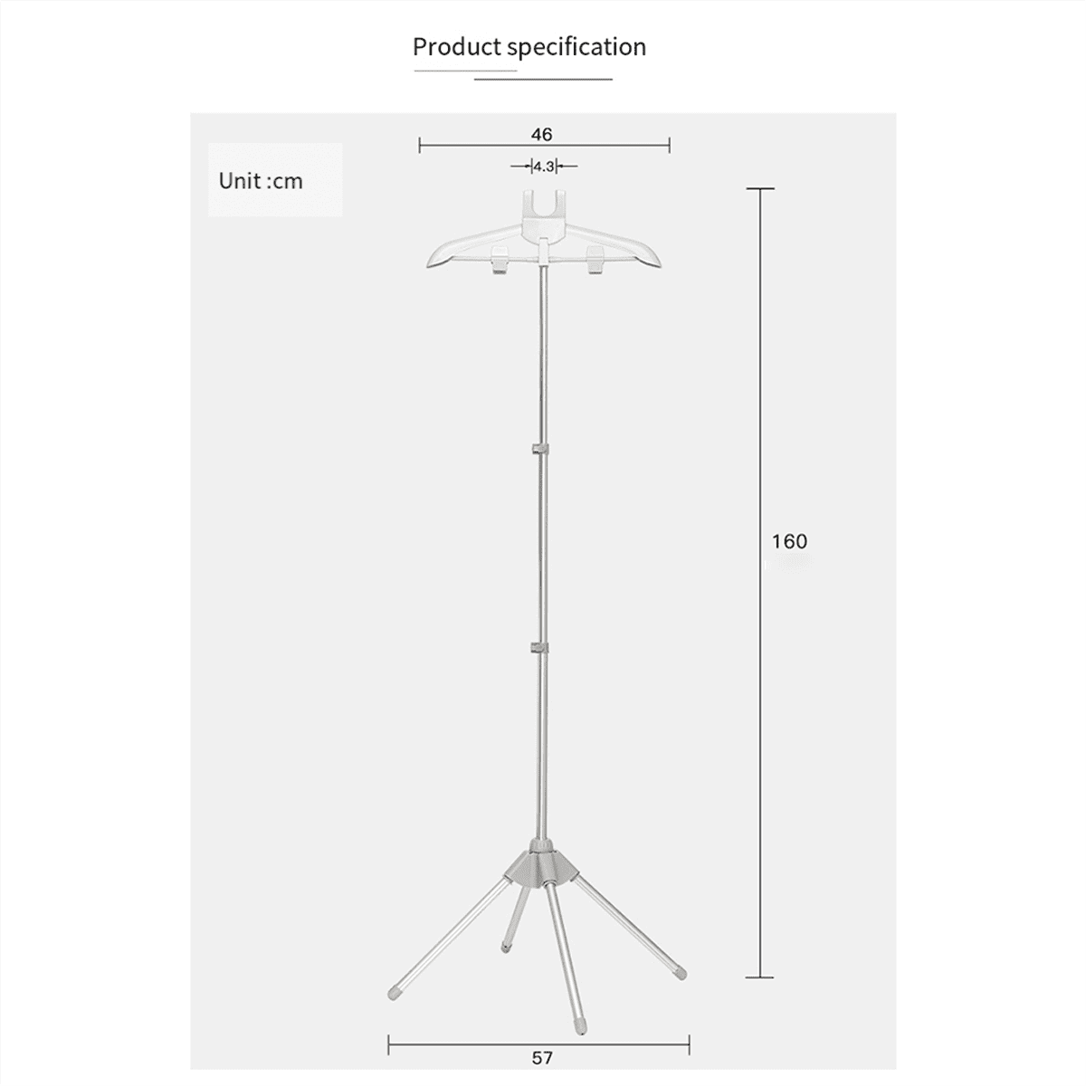 Display Stand Clothes Hanger Garment Foldable Tripod Steamer Rack Cloths Iron Hanging Stand Clothing Drying Rack Black