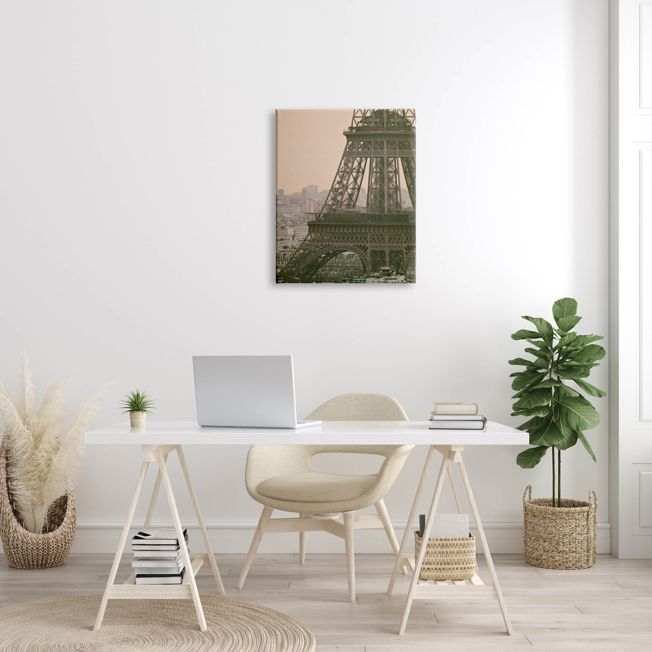 Eiffel Tower Paris Skyline Town & City Photograph Gallery Wrapped Canvas Print Wall Art