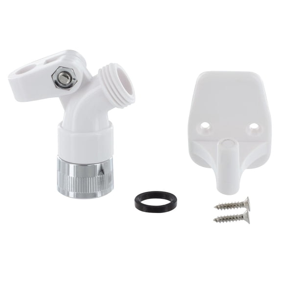 Valterra PF276003 Swivel Shower Connector and Wall Bracket for Handheld Shower - White