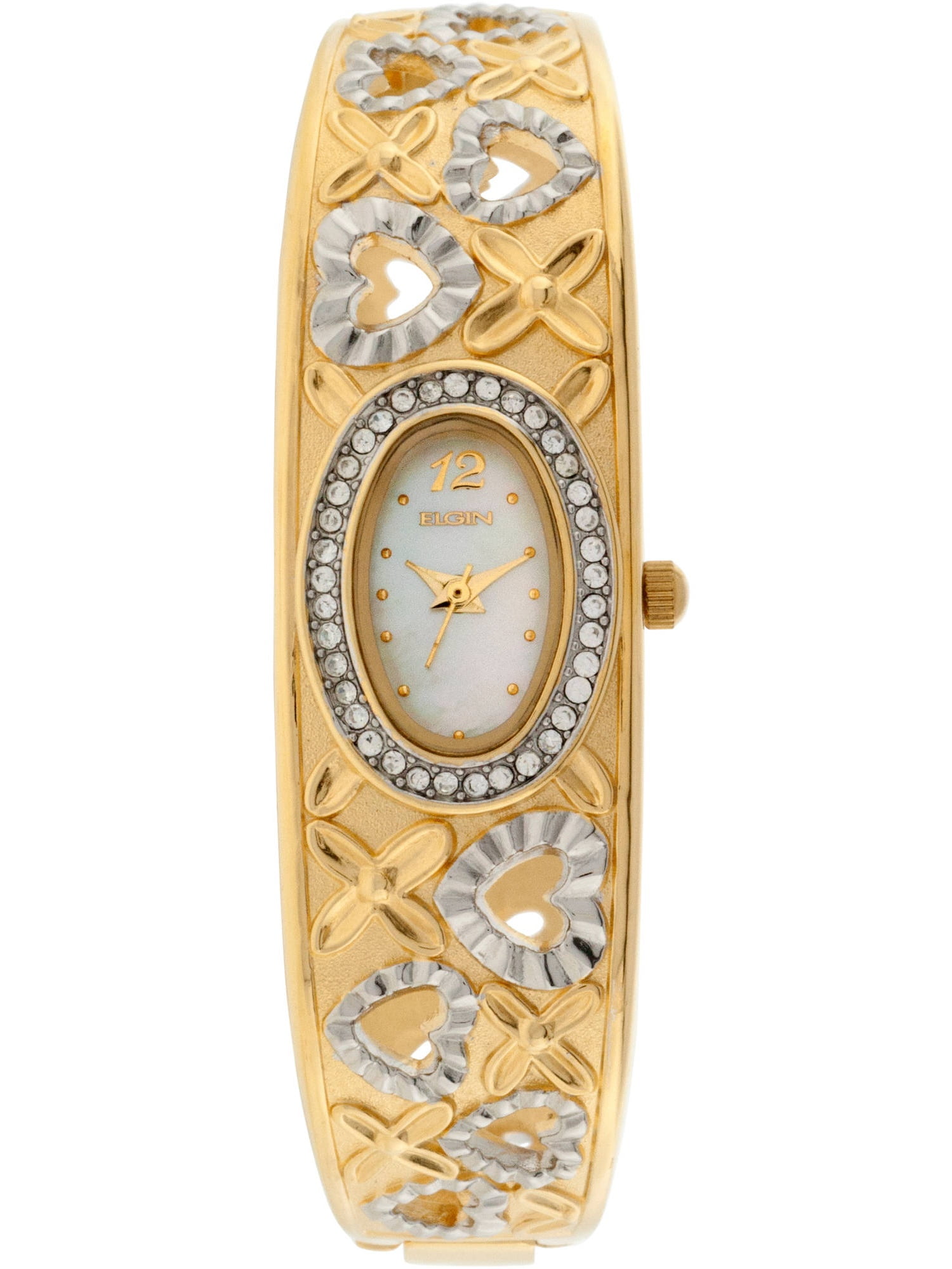 Elgin Watch EG172 Ladies Silver Tone Mother of Pearl Dial Crystal Accent Dress Elgin Watch Mother of Pearl - Etsy main image 2