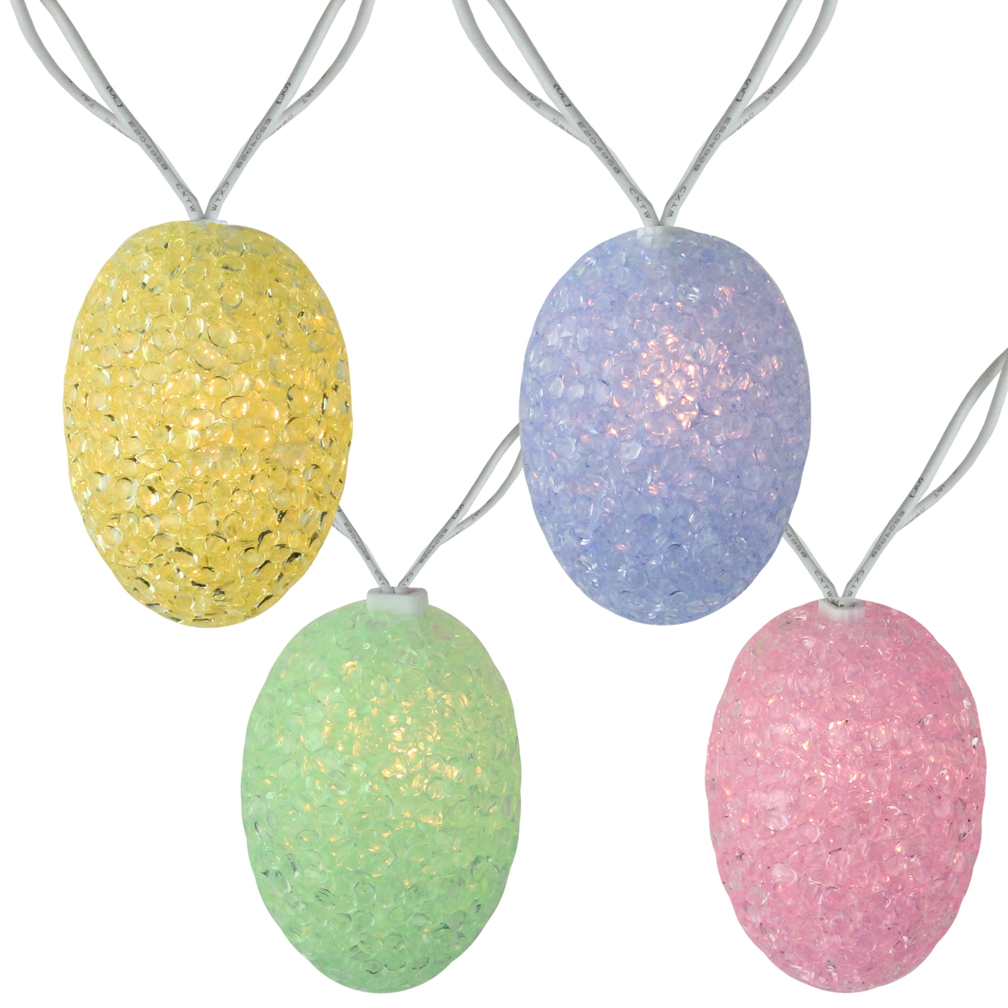 10Count Pastel Colored Easter Egg String Light Set, 7.25ft White Wire