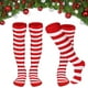 thumbnail image 1 of Medias Rayas Rojas y Blancas 2 Pares Medias Elfo Niña Mujer Duende Navidad Leotardos Calcetines Mujer Altos Juegos de Rol, Reuniones Familiares, Celebraciones Navideñas, 1 of 5
