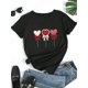 thumbnail image 2 of Camiseta con estampado gráfico de corazón de San Valentín, manga corta, cuello redondo, largo normal, ideal para todas las estaciones, ideal para deportes de ocio., 2 of 7