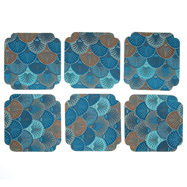 6PCS Japanese Style Embroidered Coaster Heat Insulated Cup Pad Mat Placemat Kitchen UtensilPurplish Blue Gingko