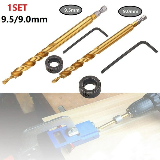 Lefu Hex Pocket Hole 3 8inch Step Drill Bit Stop Collar Set for