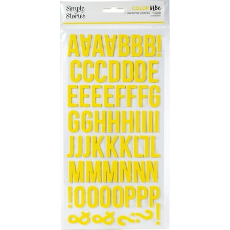 UPC: 0817254011719 | Simple Stories Color Vibe Foam Alpha Stickers 6 X12  129/Pkg-Yellow