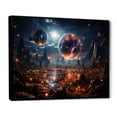 thumbnail image 2 of Designart "Landscape with Three Moons Orange and Black II" Astronomy & Space Framed Wall Art - Modern Orange Planets Bedroom Framed Canvas Wall Art, 2 of 6