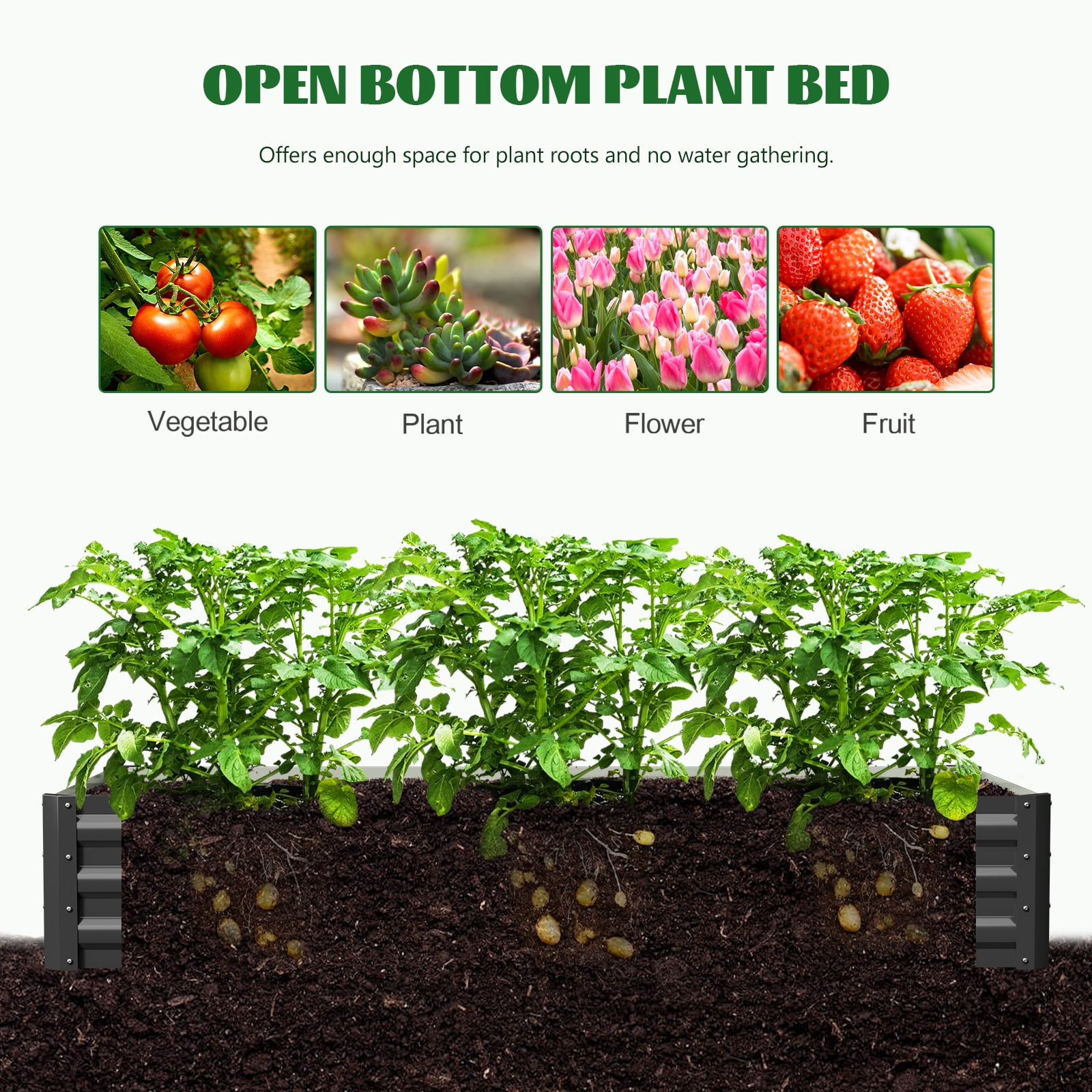 ABORON 3 in 1 Galvanized Raised Garden Bed with 85in Tall Arch Trellis for Climbing Vine Herbs Vegetables Flowers, Metal Raised Garden Bed Kit with Trellis, Plant Ties, Climbing Supporting Netting
