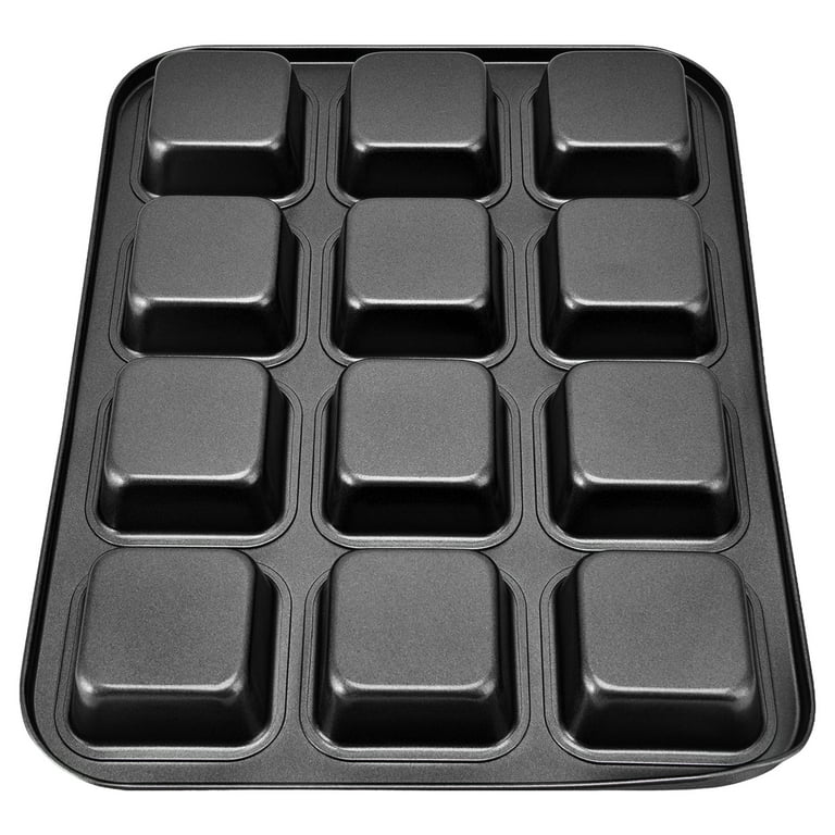  2Pcs Loaf Pan, 12 Cavity Square Muffin Pans Nonstick Mini Loaf  Pan Brownie Cake Pan Square Muffin Pan Carbon Steel Pan for Oven(Gold):  Home & Kitchen