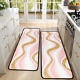 thumbnail image 4 of Kitchen Rugs Sets Of 2,Pink Marble Gold Wave Pattern Anti Fatigue Kitchen Mat Rugs Non Slip Washable,Decorative Kitchen Floor Mats for Kitchen,Sink,Laundry,17"x47"+17"x47", 4 of 5