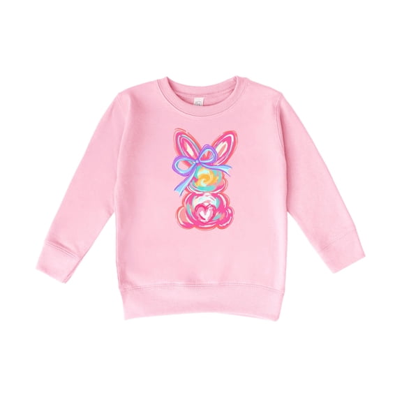 Painted Easter Bunny Sweatshirt for Girls Colorful Coquette Spring Pullover for Kids Pink Sweatshirt 4T