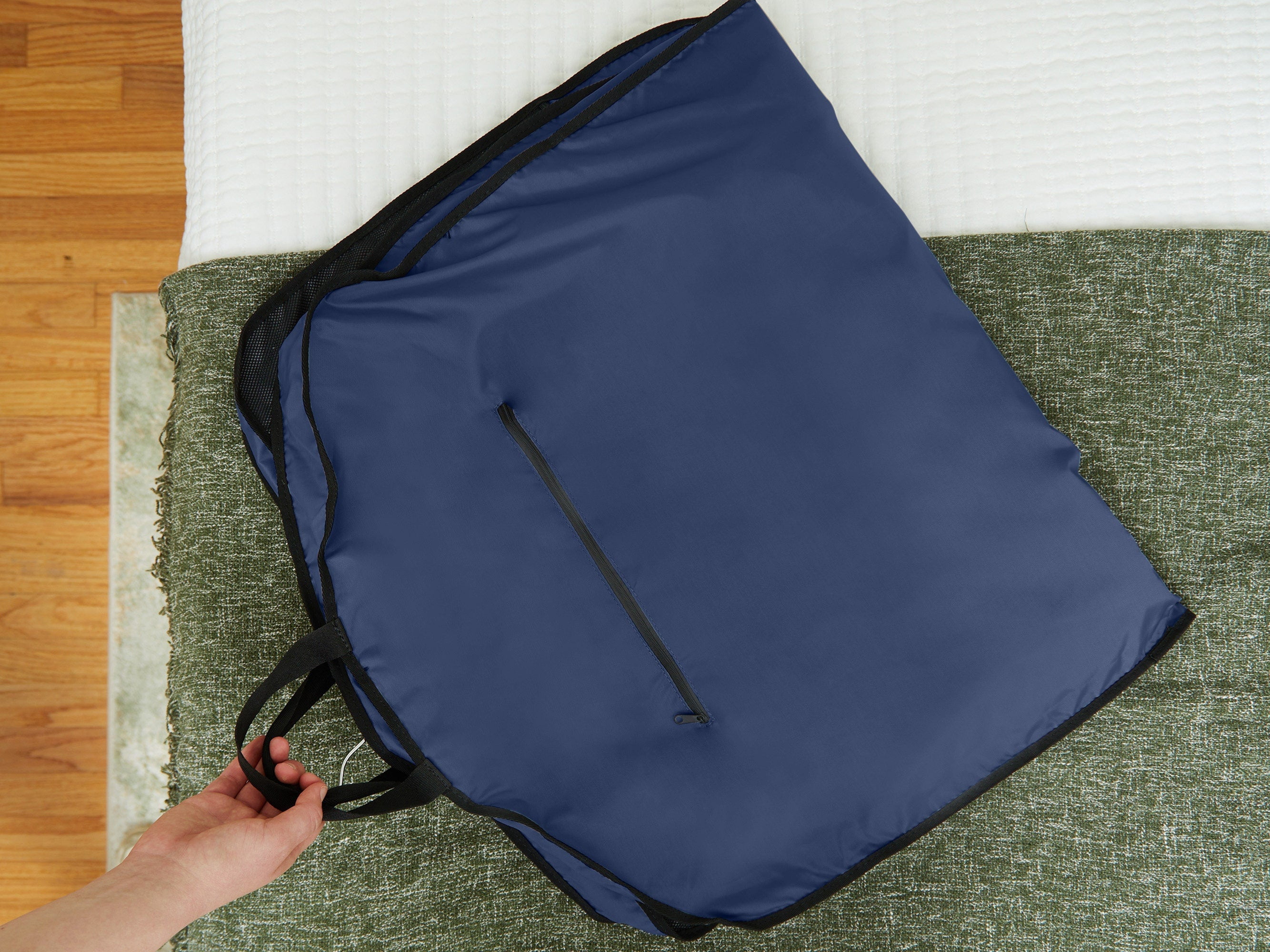 Covermates Keepsakes Deluxe Garment Bag Set - Premium Polyester - Full Length Zipper - ID Window - Carrying Handles - Stowaway Pouch - Closet Storage, Blue