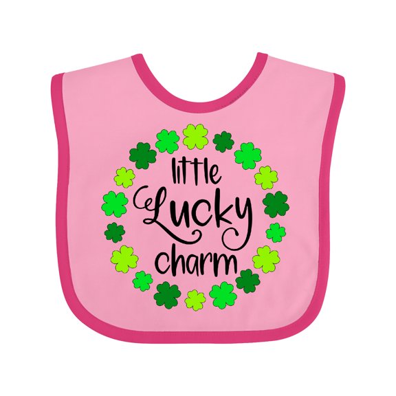 Inktastic Little Lucky Charm with Four-leaf Clovers Boys or Girls Baby Bib
