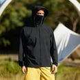 thumbnail image 2 of Mens Manga Larga Color Sólido con Capucha Cremallera Cardigan Hielo Seda Fina Chaqueta Protectora Solar para Uso Diario Al Aire Libre, 2 of 9