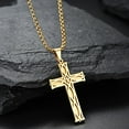 thumbnail image 4 of Cross Necklace for Men,Stainless Steel Black Gold Silver Jesus Christ Crucifix Pendant Necklaces Meaningful Religious Jewelry，60cm Rolo Chain, 4 of 6