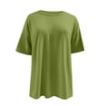 thumbnail image 4 of Timegard Oversized Tshirts for Women Round Neck Short Sleeve Solid Color Summer Casual Loose Workout Tops, 4 of 7