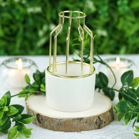 Balsacircle White Ceramic Pot Contemporary With Gold Iron Vases