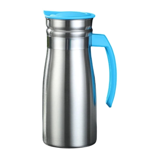 Jarra de café aislada de acero inoxidable de 1 litro para dispensador de bebidas frías/calientes Azul con asa