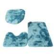 thumbnail image 3 of Juego de 3 alfombrillas de baño peludas con tapa de inodoro. azul oscuro, 3 of 9