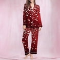 thumbnail image 1 of Puntoco Conjunto de pijama cómodo para mujer, conjunto de pijama informal de manga larga con solapa y estampado navideño a la moda para mujer, conjunto de pijama informal con parte superior y pant, 1 of 5