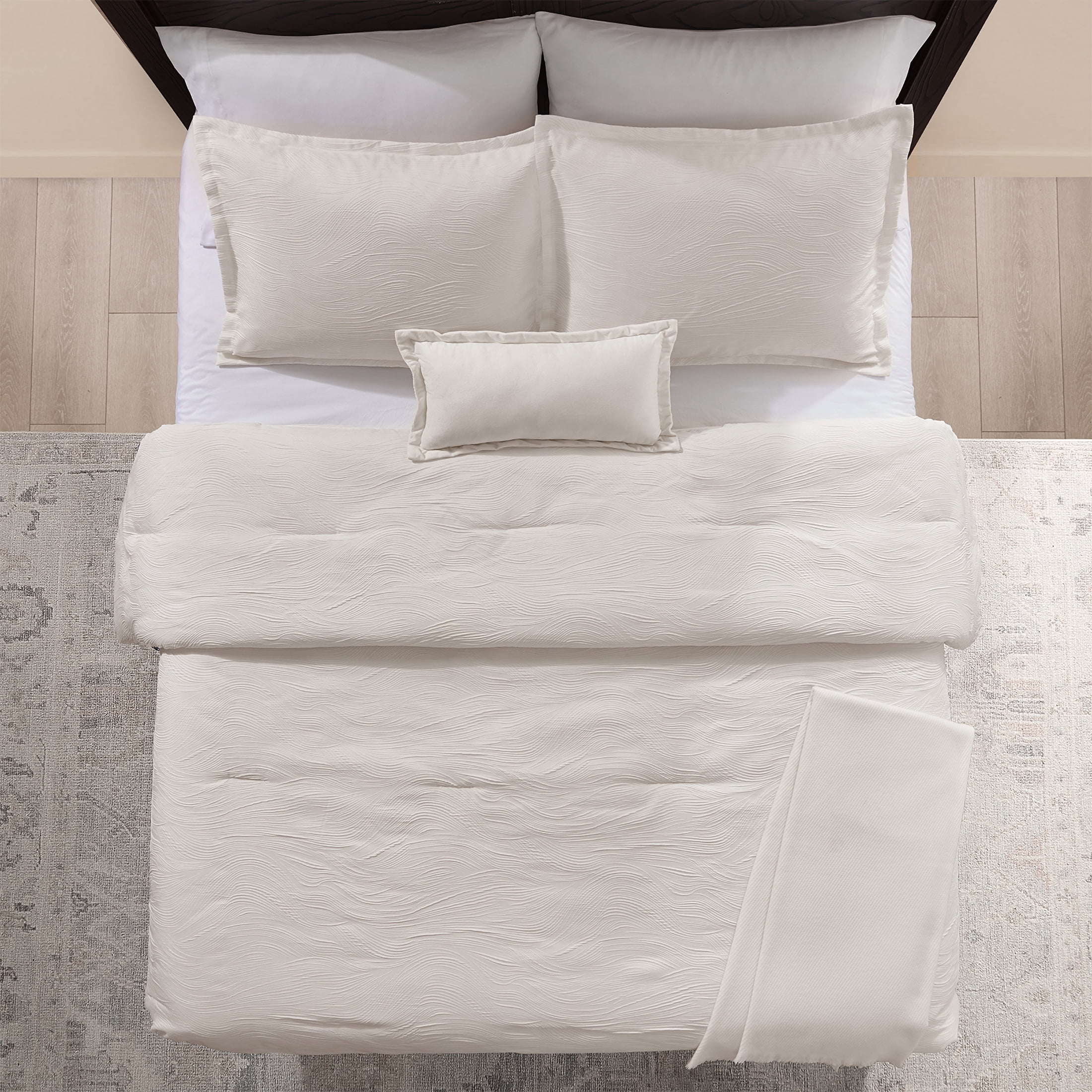 Mainstays Marble 5-Piece White Jacquard Comforter Set, King