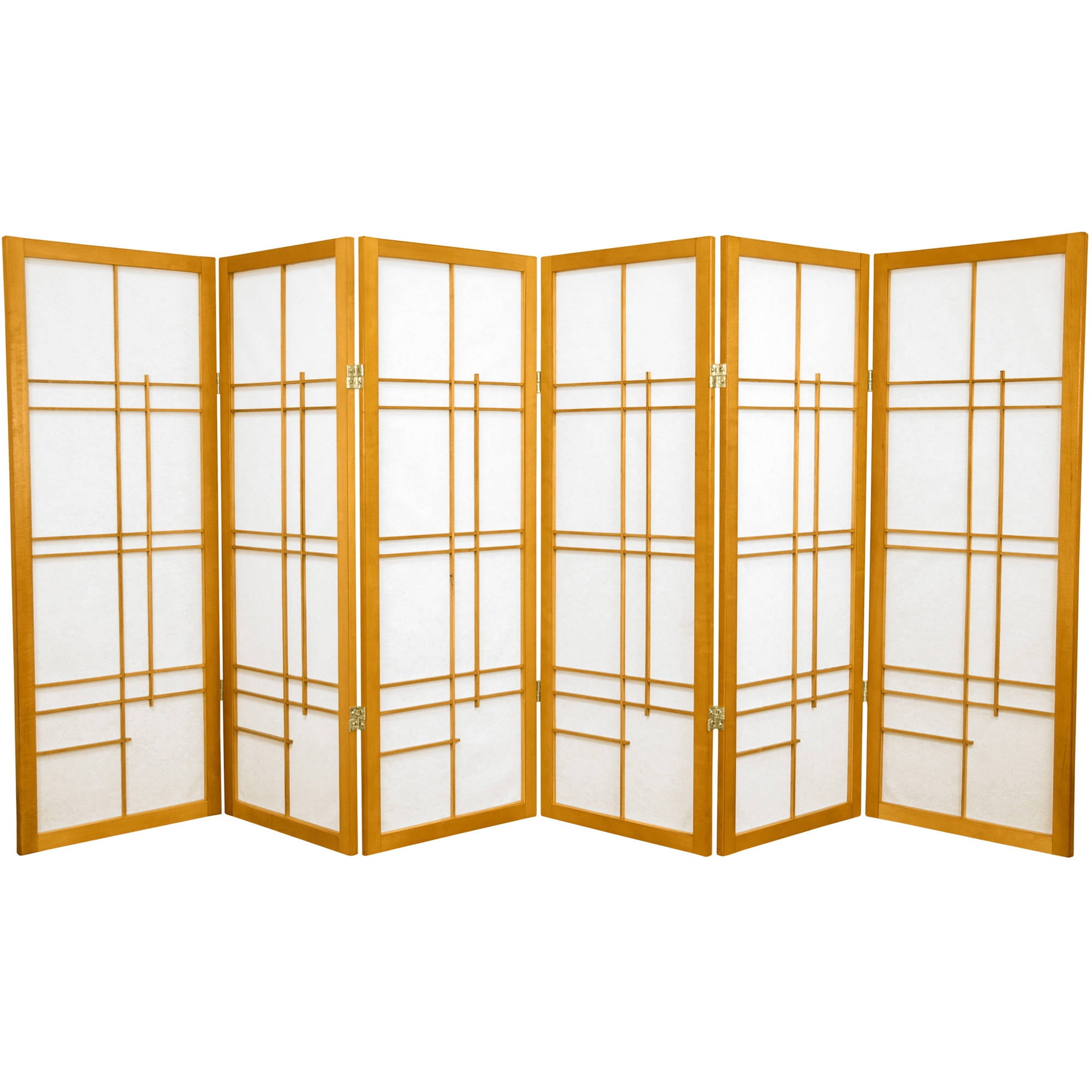 Oriental Furniture 4 ft. Tall Eudes Shoji Screen, Honey, 6 panel, Shoji