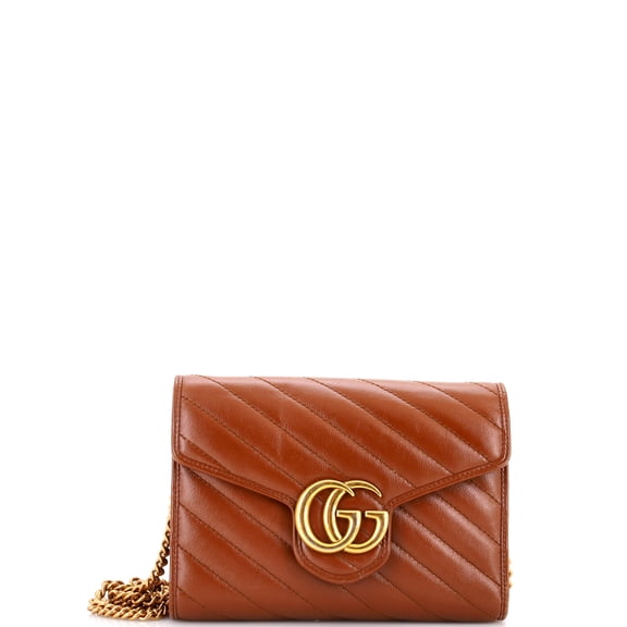 Pre-Owned GG Marmont Chain Wallet Matelasse Leather Mini By Rebag