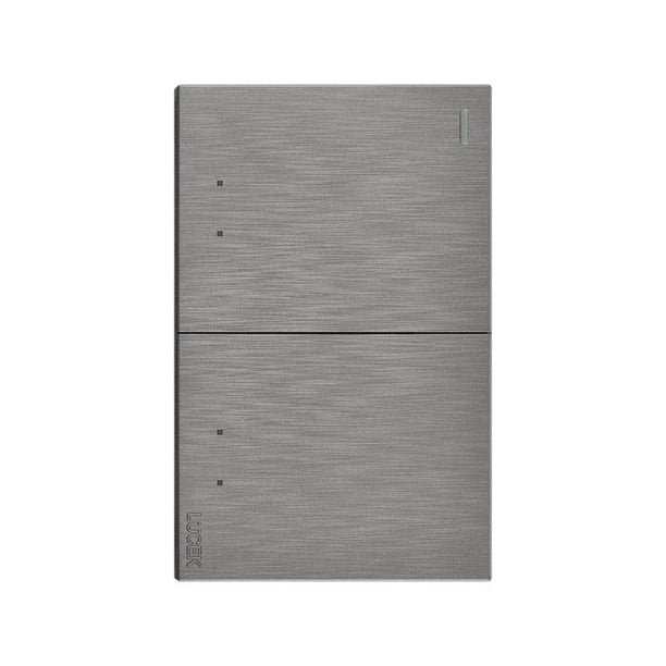 Placa Con 2 Apagadores De Escalera Lucek Línea Flat plateado