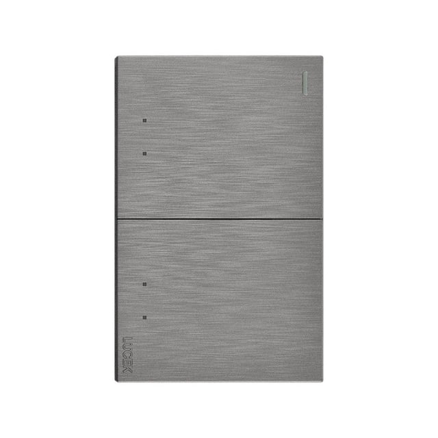 Placa Con 2 Apagadores De Escalera Lucek Línea Flat plateado