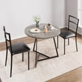 thumbnail image 3 of Dining Table Set for 2, Round Kitchen Table and 2 Chairs, Metal Frame, 3 Piece Kitchen Table Set for Small Space, Apartment, Studio, 3 of 7