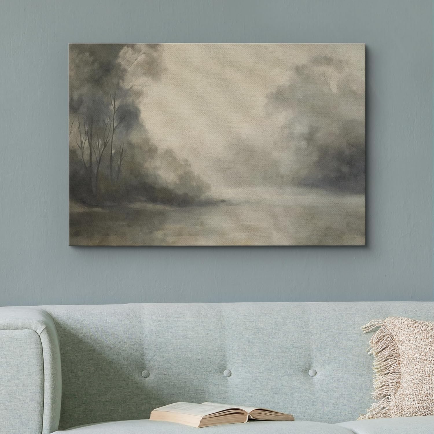 Asdg12sCanvas Print Wall Art Misty Forest Serene Landscape in Neutral ...