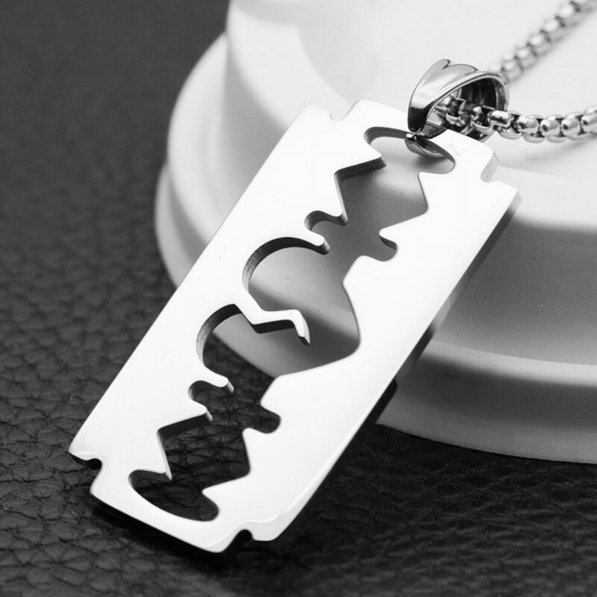 Broken Heart Razor Blade Pendant with Silver Plated Pendant and