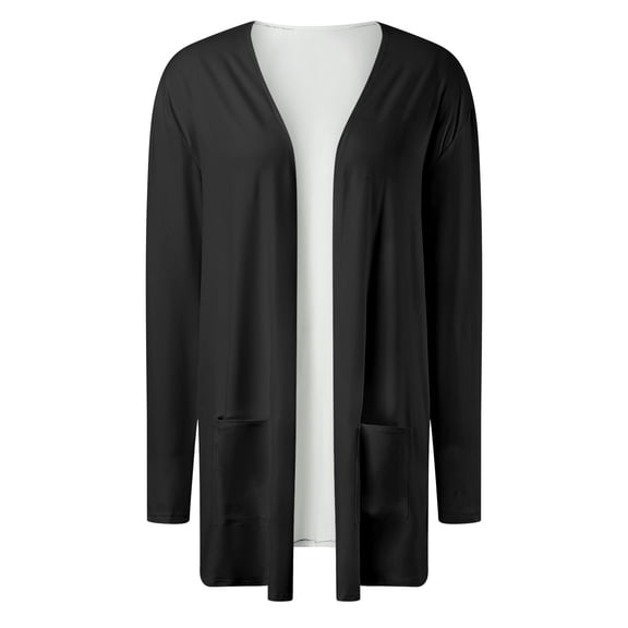 Womens Elegant Pockets Cardigan Cover Up Casual Mid Long Length Tops Womens Long Cardigan with Pockets Fashion Sweaters for Women V Neck Lightweight Sweater Women Open Back Sweater for Women Women