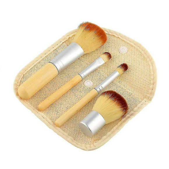 4 Pcs/set Bamboo Makeup Brush, With A Stora Bag, Suitable For Travel, B// Brush Set