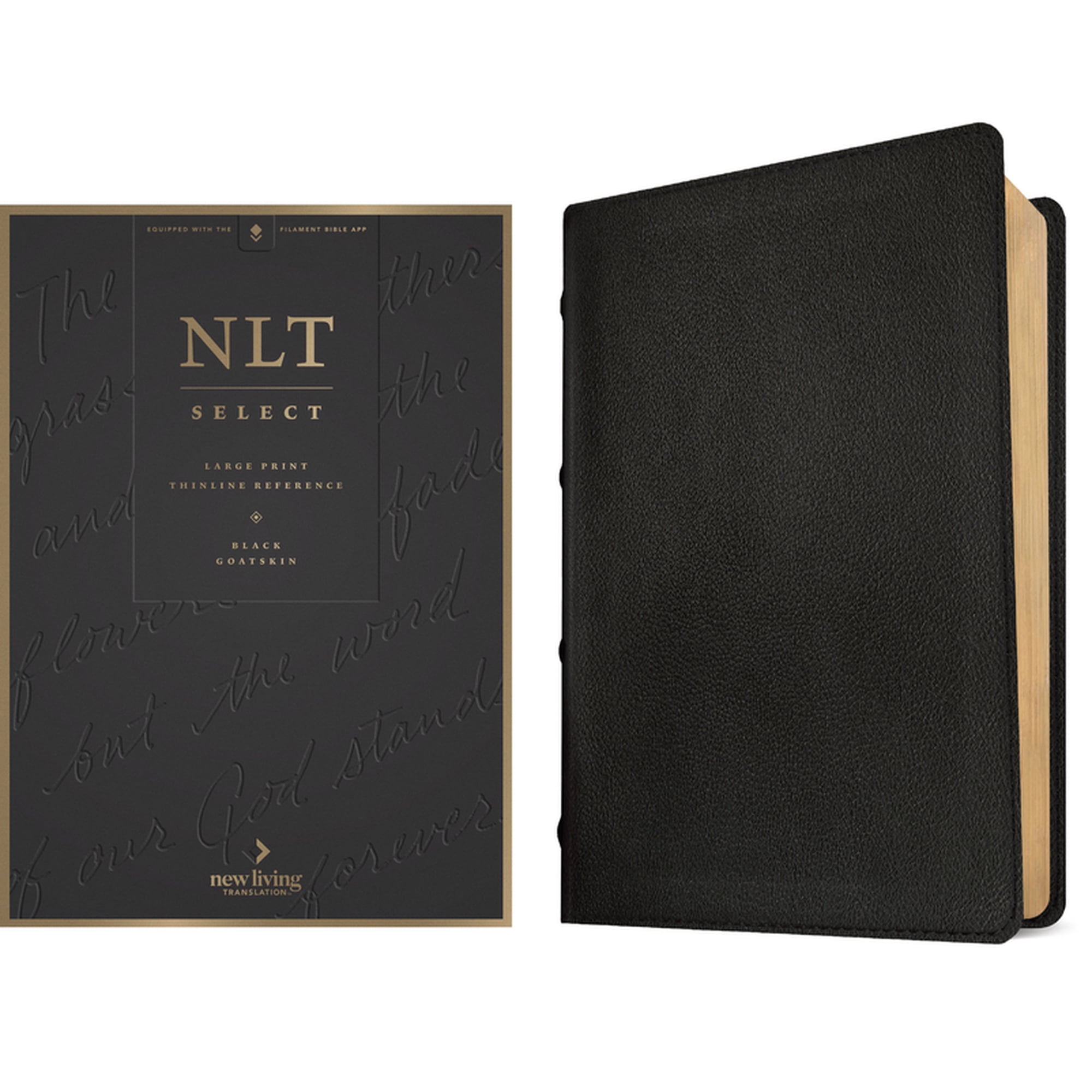 NLT Select Large Print Thinline Reference Bible Filament Enabled (Goatskin Leather Black Red Letter) (Hardcover)