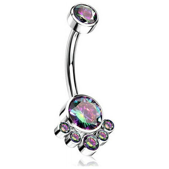 Implant Grade Titanium Royal Bali Sparkle Internally Threaded Belly Button Ring-Vitrail Medium